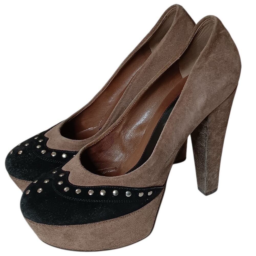 Retro Y2K Marni Platform Studded Suede High Heels 38 Punk Avant‎ Garde Coquette